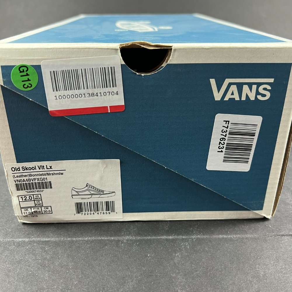 VANS Shoe Men Old Skool Vault Leather White Bonnie Blue Sneaker VN0A4BVFXG01 - Picture 13 of 14